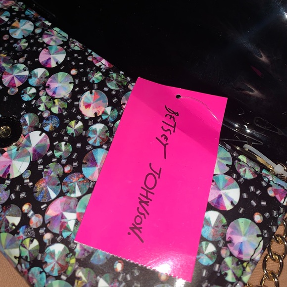 Betsey Johnson Glitter Printed Crossbody Purse with Bow - Picture 4 of 5